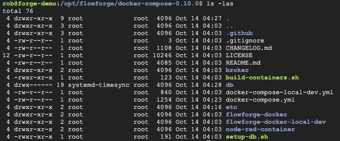 "Screenshot showing directory listing for FlowFuse"