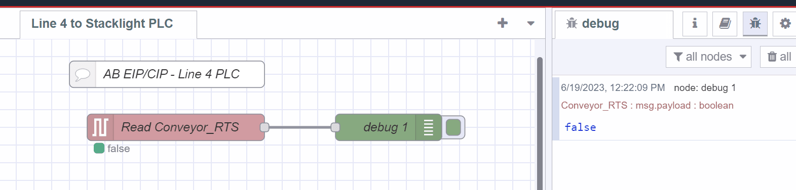 Screenshot showing the output of eth-ip in Debug panel