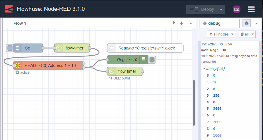 image showing 1 read for 10 registers