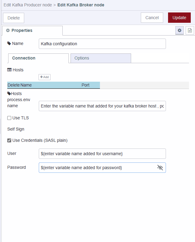 "Screenshot showing configuration of kafka"